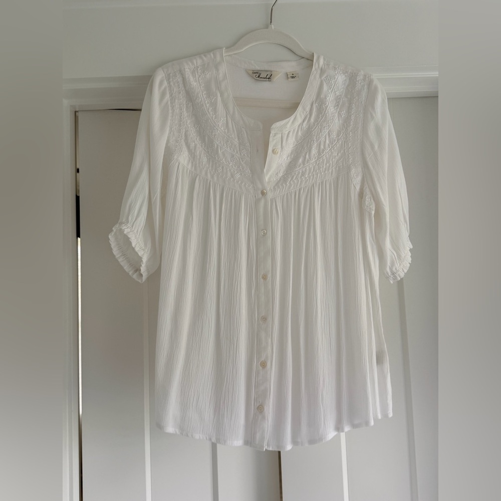 White Embroidered Women's Top